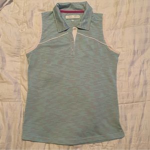 Pebble Beach Light Blue Collar Golf Shirt Tank Sz M